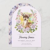 Whimsical Deer Baby shower Invitation Kaart (Voorkant / Achterkant)