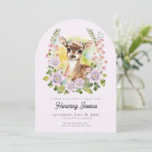 Whimsical Deer Baby shower Invitation Kaart (Staand voorkant)