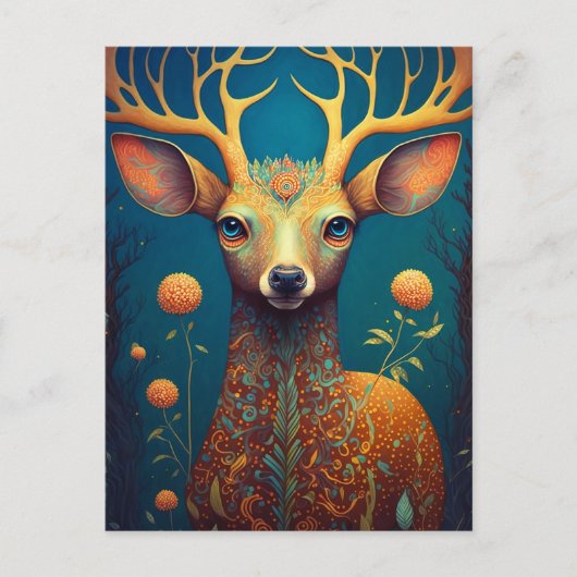 Whimsical Deer Fantasy Art Briefkaart (Voorkant)
