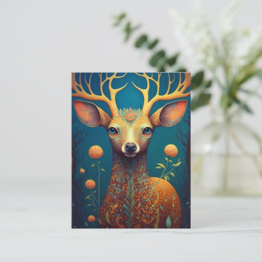 Whimsical Deer Fantasy Art Briefkaart (Staand voorkant)