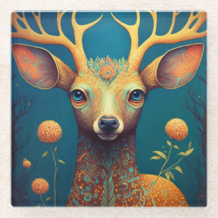 Whimsical Deer Fantasy Art Glazen Onderzetter