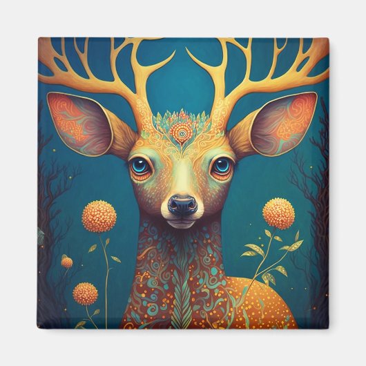 Whimsical Deer Fantasy Art Magneet (Voorkant)