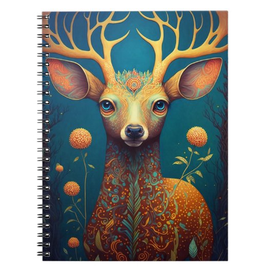 Whimsical Deer Fantasy Art Notitieboek (Voorkant)