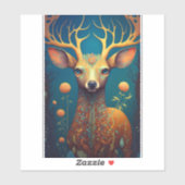 Whimsical Deer Fantasy Art Sticker (Vel)