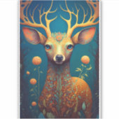Whimsical Deer Fantasy Art Sticker (Voorkant)