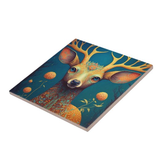 Whimsical Deer Fantasy Art Tegeltje (Zijkant)