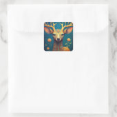 Whimsical Deer Fantasy Art Vierkante Sticker (Tas)