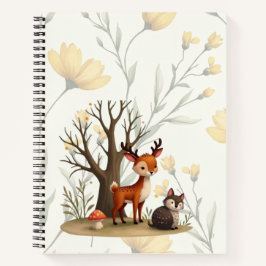 Whimsical Deer & Hedgehog Deluxe Spiral Notebook Notitieboek