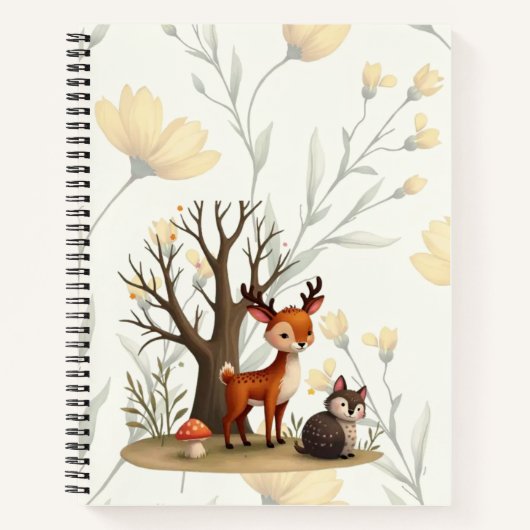 Whimsical Deer & Hedgehog Deluxe Spiral Notebook Notitieboek (Voorkant)