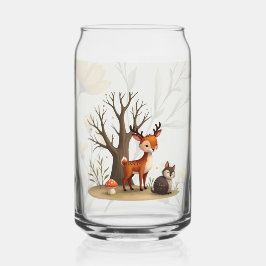 Whimsical Deer & Hedgehog Printed Can Glass Blikvorm Glas