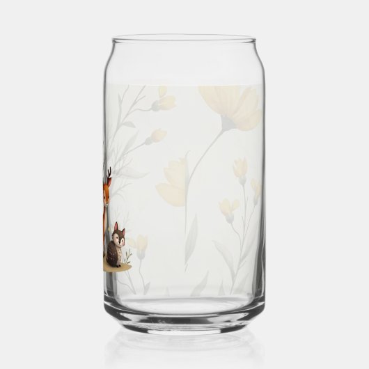 Whimsical Deer & Hedgehog Printed Can Glass Blikvorm Glas (Links)