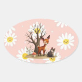 Whimsical Deer & Hedgehog Sticker (Voorkant)