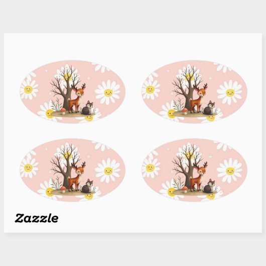 Whimsical Deer & Hedgehog Sticker (Vel)