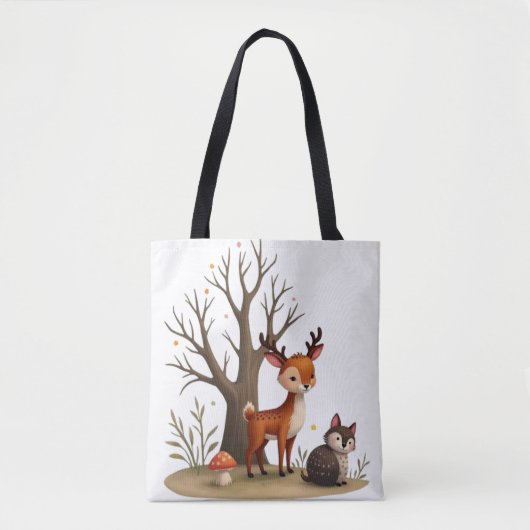 Whimsical Deer & Hedgehog Tote Tote Bag (Voorkant)