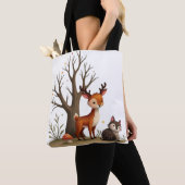 Whimsical Deer & Hedgehog Tote Tote Bag (Dichtbij)