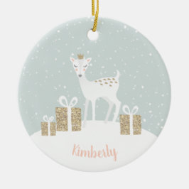 Whimsical Deer Kerstmis Keramisch Ornament