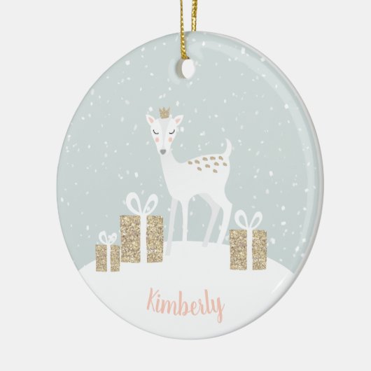 Whimsical Deer Kerstmis Keramisch Ornament (Links)