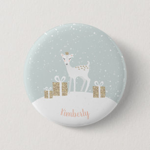Whimsical Deer Kerstmis Ronde Button 5,7 Cm