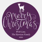 Whimsical Deer Merry Christmas Choose Your Color Ronde Sticker (Voorkant)