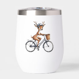 Whimsical Deer Rijden op een fiets - met de hand g