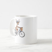 Whimsical Deer Rijden op een fiets - met de hand g Koffiemok (Voorkant links)
