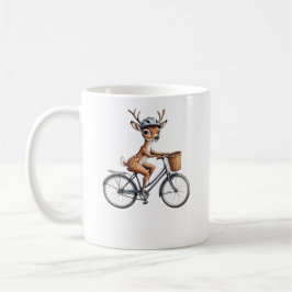 Whimsical Deer Rijden op een fiets - met de hand g Koffiemok