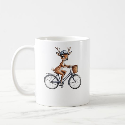 Whimsical Deer Rijden op een fiets - met de hand g Koffiemok (Links)