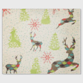 Whimsical Deer, Snowflakes, Bomen die papier verpa (Vlak)
