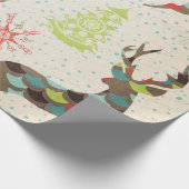 Whimsical Deer, Snowflakes, Bomen die papier verpa (Hoek)