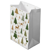 Whimsical Deers & Christmas Trees Gift Bag Medium Cadeauzakje (Voorkant Gekanteld)