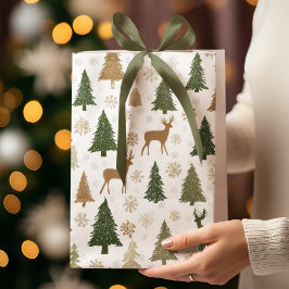 Whimsical Deers & Christmas Trees Gift Bag Medium Cadeauzakje