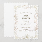 Whimsical Delft Floral Baby Shower | Gender Reveal Kaart (Voorkant / Achterkant)