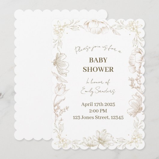 Whimsical Delft Floral Baby Shower | Gender Reveal Kaart (Voorkant / Achterkant)