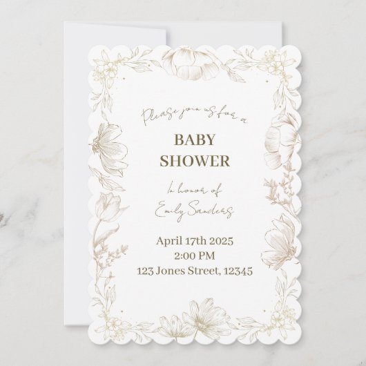 Whimsical Delft Floral Baby Shower | Gender Reveal Kaart (Voorkant)