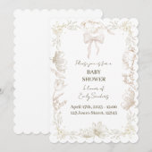 Whimsical Delft Floral Baby Shower Invite Kaart (Voorkant / Achterkant)