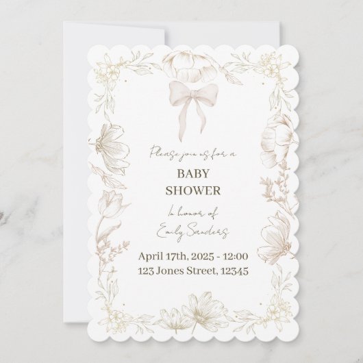 Whimsical Delft Floral Baby Shower Invite Kaart (Voorkant)