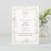 Whimsical Delft Floral Baby Shower Invite Kaart (Staand voorkant)