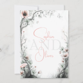 Whimsical Delicate Blush Floral Branch  Kaart
