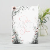 Whimsical Delicate Blush Floral Branch  Kaart (Staand voorkant)