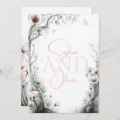 Whimsical Delicate Blush Floral Branch  Kaart (Voorkant / Achterkant)