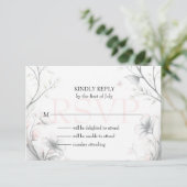 Whimsical Delicate Blush Floral Branch  RSVP Kaartje (Staand voorkant)