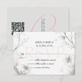 Whimsical Delicate Blush Floral Branch  RSVP Kaartje (Voorkant / Achterkant)