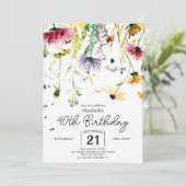 Whimsical Delicate Wildflower 40e verjaardag Kaart (Staand voorkant)