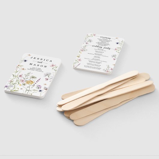 Whimsical Delicate Wildflower Wedding Programme Fa Handwaaier (Niet-gemonteerd)