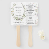 Whimsical Delicate Wildflower Wedding Programme Fa Handwaaier (Voorkant en achterkant)