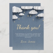 Whimsical Denim Blue Baby shower bedankkaart (Voorkant / Achterkant)