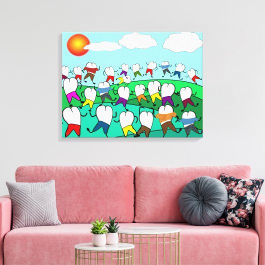 Whimsical Dental Art Wrapped Canvas (Insitu (Woonkamer))