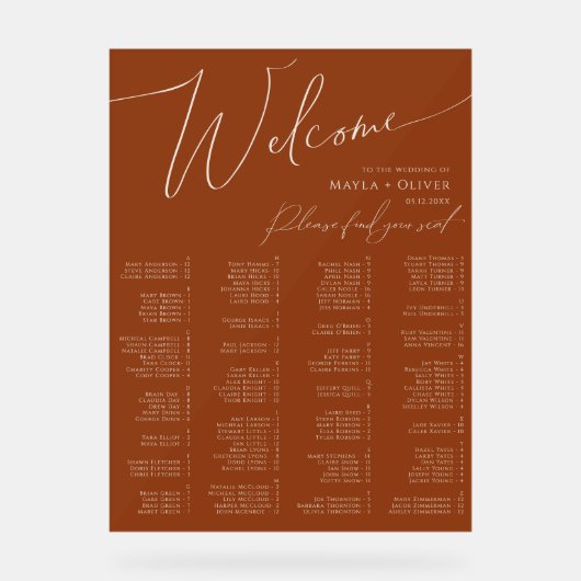 Whimsical Desert | Alfabetische zitplaatsen voor T Acryl Bord (Voorkant)