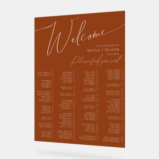 Whimsical Desert | Alfabetische zitplaatsen voor T Acryl Bord (Hoek)