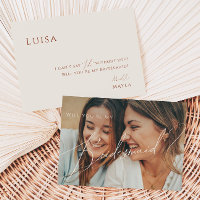 Whimsical Desert Beige Faded Foto Bridesmaid Kaart